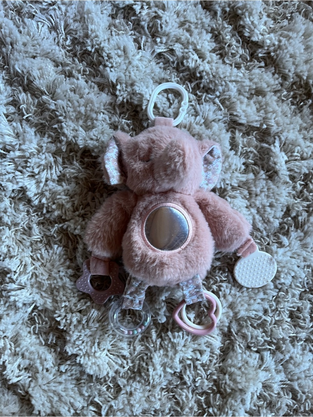 Plush Elephant Clip-On Baby Toy - Pink